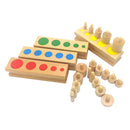 Montessori Childhood Early Developing Wooden Toy - 4 Blocks Socket Cylinders