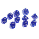 10 Pieces Plastic Multi-sided Dice D10for Party Bar Game Props 0.62'' Blue