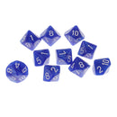 10 Pieces Plastic Multi-sided Dice D10for Party Bar Game Props 0.62'' Blue