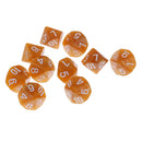 10 Pieces Plastic Multi-sided Dice D10for Party Bar Game Props 0.62'' Yellow
