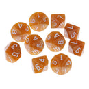 10 Pieces Plastic Multi-sided Dice D10for Party Bar Game Props 0.62'' Yellow
