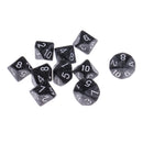 10 Pieces Plastic Multi-sided Dice D10for Party Bar Game Props 0.62'' Black