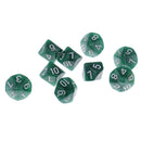 10 Pieces Plastic Multi-sided Dice D10for Party Bar Game Props 0.62'' Green
