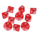 10 Pieces Plastic Multi-sided Dice D10for Party Bar Game Props 0.62'' Red