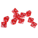 10 Pieces Plastic Multi-sided Dice D10for Party Bar Game Props 0.62'' Red