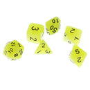 Set of 7 Plastic Multi-sided Dice Noctilucence Dices for Board Card Game Parts Yellow