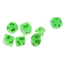 Set of 7 Plastic Multi-sided Dice Noctilucence Dices for Board Card Game Parts Green
