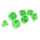 Set of 7 Plastic Multi-sided Dice Noctilucence Dices for Board Card Game Parts Green