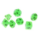 Set of 7 Plastic Multi-sided Dice Noctilucence Dices for Board Card Game Parts Green