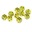 10pcs/Pack Plastic Six Sided Dice D6 for Party Bar Game Accessory Yellow