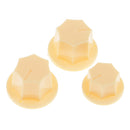 3 Pieces Plastic Guitar Bass Volume Tone Knob Button for Jazz Electric Bass Beige
