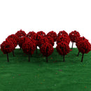 50pieces Model Ball Shaped Trees Train Garden Wargame Diorama 1:75 HO OO Scale Dark Red