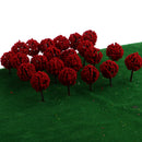 50pieces Model Ball Shaped Trees Train Garden Wargame Diorama 1:75 HO OO Scale Dark Red