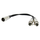 XLR Male Plug to Dual Female Jack 2 Y Splitter Cable Adaptor Cord 30CM Black