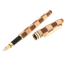 Refillable Novelty Rosewood Plaid Check Pattern Fountain Pens Gift for Student Friends Family Staff