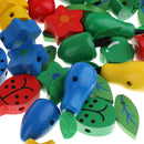 Children Early Educational Toys Wooden Fruit Trees Stringing Beads Play Toy