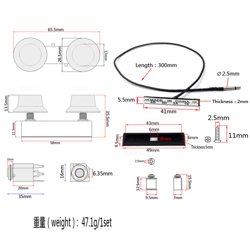 1 Set Violin Fiddle Piezo Pickup Tone+Volume for Student Class Accessory