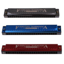 F2406 Professional 24 Holes Key C Tremolo Harmonica Mouth Organ for Students Beginner Black