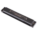 F2406 Professional 24 Holes Key C Tremolo Harmonica Mouth Organ for Students Beginner Black