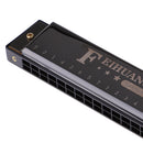 F2406 Professional 24 Holes Key C Tremolo Harmonica Mouth Organ for Students Beginner Black
