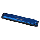 24 Holes Tremolo C Key Mouth Organ Harmonica with Box Cloth Wind Musical Instrument Blue
