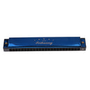 24 Holes Tremolo C Key Mouth Organ Harmonica with Box Cloth Wind Musical Instrument Blue