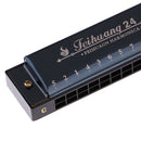 24 Holes C Key Harmonica Mouth Organ Woodwind Musical Instrument for Music Lovers Toy Black