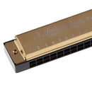 24 Holes Tremolo Harmonica C Key with Pouch Case for Music Learner Beginners Gold