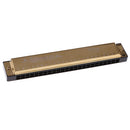 24 Holes Tremolo Harmonica C Key with Pouch Case for Music Learner Beginners Gold