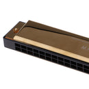 24 Holes Tremolo Harmonica C Key with Pouch Case for Music Learner Beginners Gold
