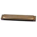 24 Holes Tremolo Harmonica C Key with Pouch Case for Music Learner Beginners Gold