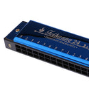 Portable Professional 24 Hole Harmonica Key of C Mouth Organ for Beginners Music Learning Blue