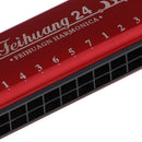 24 Holes Harmonica Key of C Mouth Organ with Storage Case Cleaning Cloth Xmas Gift Red