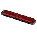 24 Holes Harmonica Key of C Mouth Organ with Storage Case Cleaning Cloth Xmas Gift Red