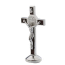 Alloy Crucifix Jesus Christ Cross Statue Figurine Perfect Gifts for Car Home Chapel Decoration Silver