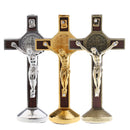 Alloy Crucifix Jesus Christ Cross Statue Figurine Perfect Gifts for Car Home Chapel Decoration Silver