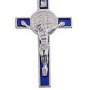 Crucifix Jesus Christ Cross Statue Figurine Keyring Car Home Chapel Decor Silver Blue