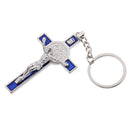 Crucifix Jesus Christ Cross Statue Figurine Keyring Car Home Chapel Decor Silver Blue