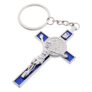 Crucifix Jesus Christ Cross Statue Figurine Keyring Car Home Chapel Decor Silver Blue