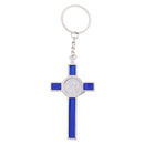 Crucifix Jesus Christ Cross Statue Figurine Keyring Car Home Chapel Decor Silver Blue