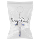 Crucifix Jesus Christ Cross Statue Figurine Keyring Car Home Chapel Decor Silver Blue