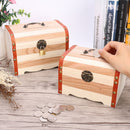 Wooden Medium Treasure Chest Piggy Bank Safe Mony Box for Children Birthday Christmas Gift