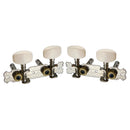2 Pieces Silver Tuning Pegs Machine Heads with Cream Button for Ukulele 4 String Guitar