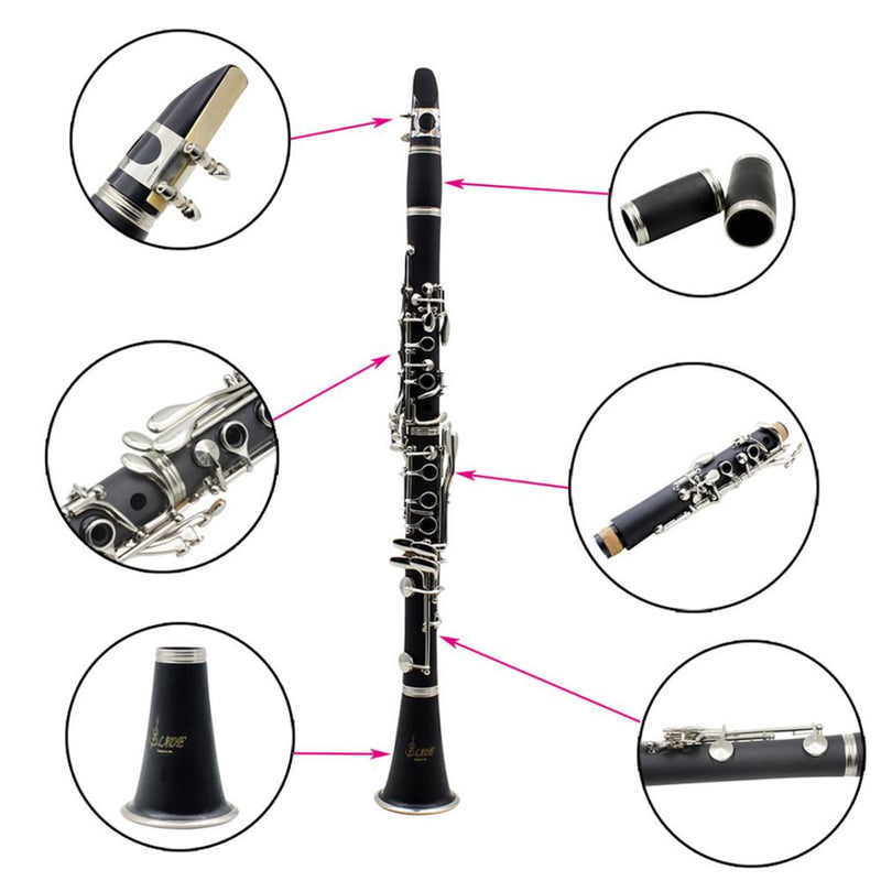 1 Set 17 Key B Clarinet Set Woodwind Instrument - Black