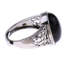 1Pc Silver Adjustable Finger Ring Natural Obsidian Gemstone Stone Decor Unisex Gifts