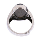 1Pc Silver Adjustable Finger Ring Natural Obsidian Gemstone Stone Decor Unisex Gifts