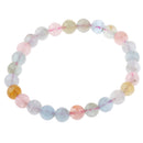 Stretchy Natural Morganite Stone Barcelet Round Beads for Girl Birthday Gift