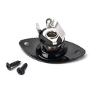 Oval 1/4" 6.35mm Electric Guitar Ukulele Output Input Jack Plug Socket Black