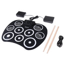Electronic Foldable 9 Pad Drum Sticks Foot Pedal Musical Instrument Kit Kids