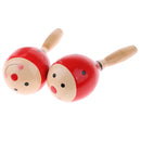 3 Pieces Red Wooden Cartoon Tambourine Musical Instruments Toys Gift for Kids Baby Toddl